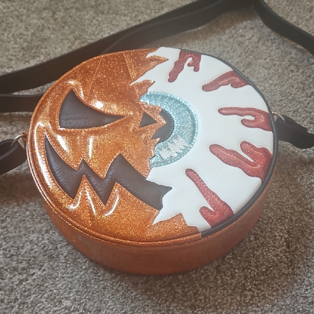 Love, Pain, & Stitches Mishka Collab Glittery Pumpkin X Bloody Eye Crossbody Bag